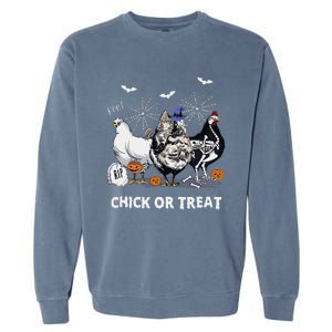 Chick Or Treat Skeleton Chicken Halloween Pumpkin Garment-Dyed Sweatshirt