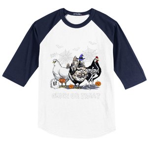 Chick Or Treat Skeleton Chicken Halloween Pumpkin Baseball Sleeve Shirt