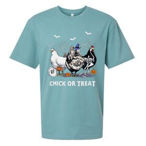 Chick Or Treat Skeleton Chicken Halloween Pumpkin Sueded Cloud Jersey T-Shirt