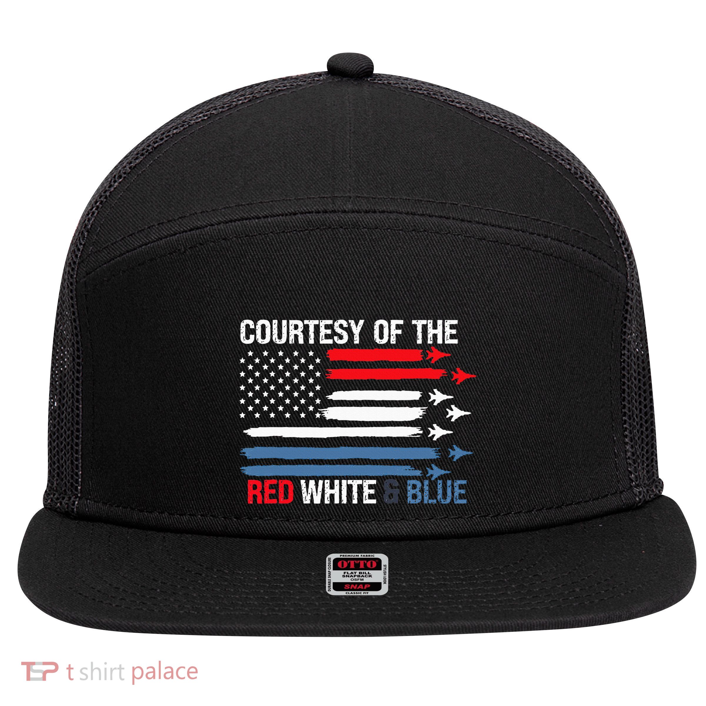 Courtesy Of The Red White And Blue 7 Panel Mesh Trucker Snapback Hat