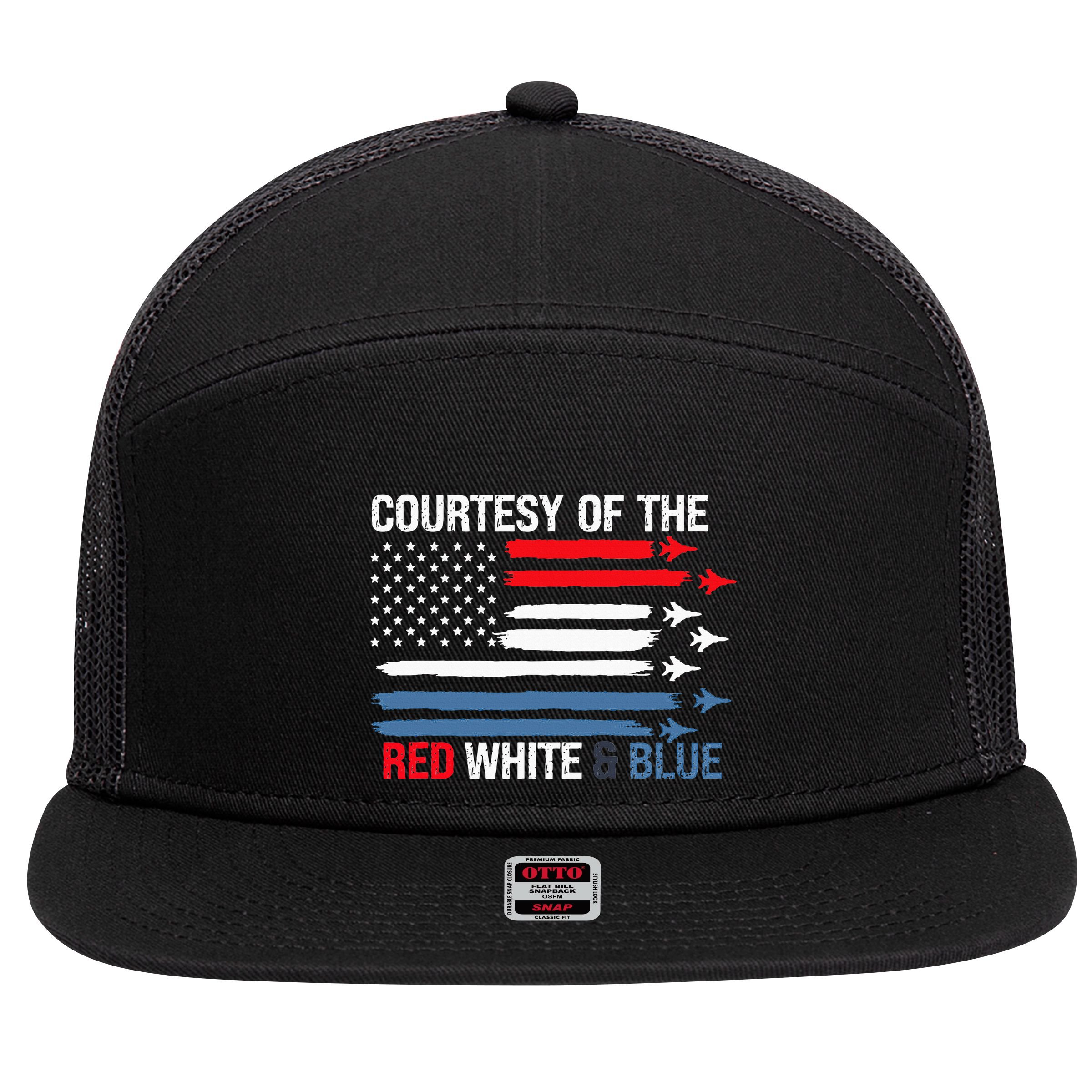 Courtesy Of The Red White And Blue 7 Panel Mesh Trucker Snapback Hat