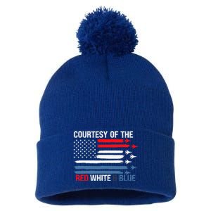 Courtesy Of The Red White And Blue Pom Pom 12in Knit Beanie