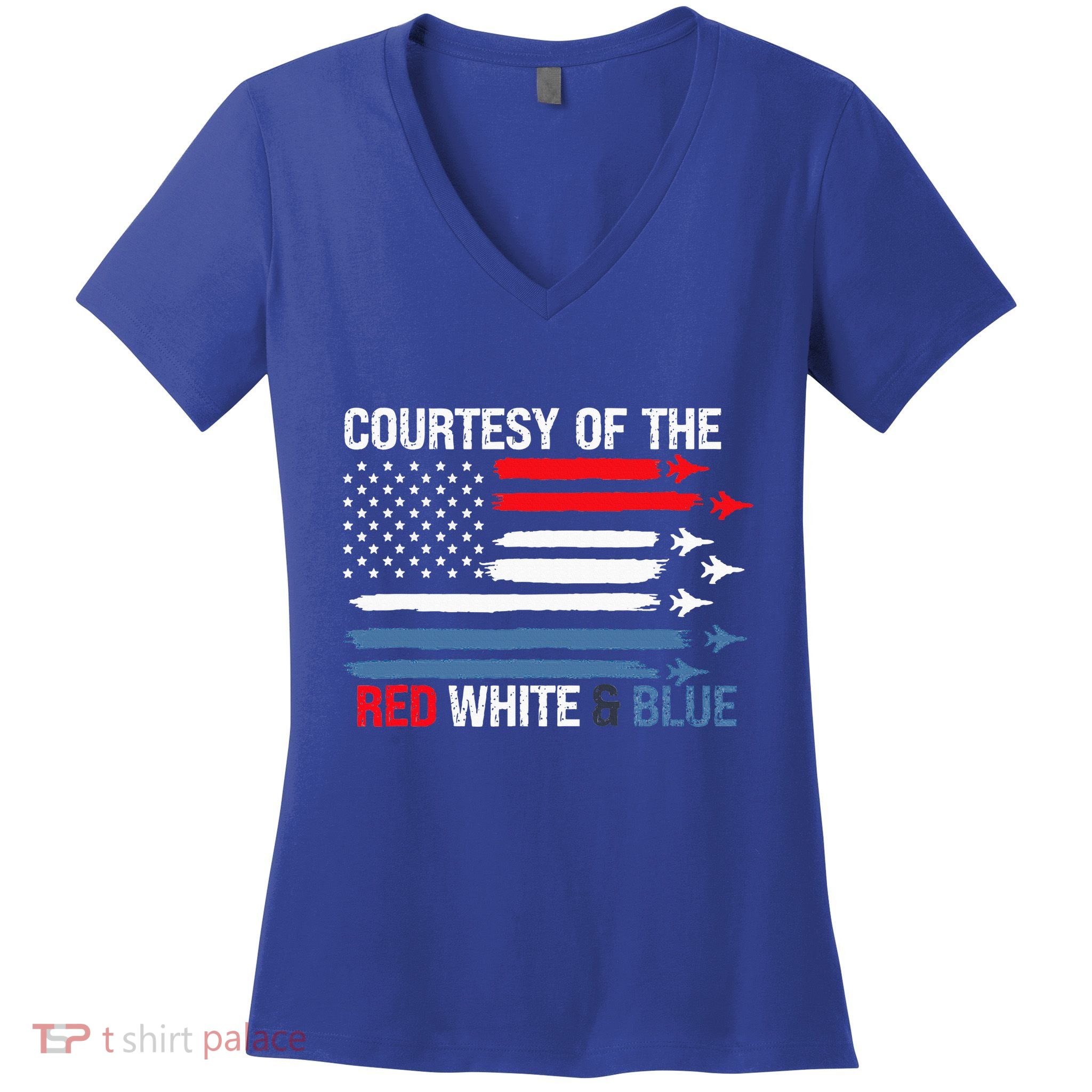 Courtesy Of The Red White And Blue Women's V-Neck T-Shirt