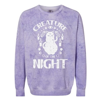 Creature Of The Night Halloween Costume Funny Cat Witch Colorblast Crewneck Sweatshirt