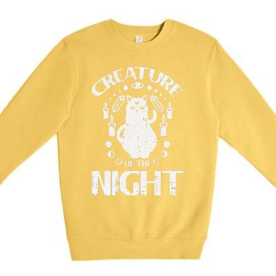 Creature Of The Night Halloween Costume Funny Cat Witch Premium Crewneck Sweatshirt