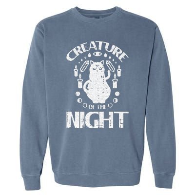 Creature Of The Night Halloween Costume Funny Cat Witch Garment-Dyed Sweatshirt