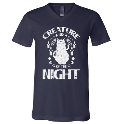 Creature Of The Night Halloween Costume Funny Cat Witch V-Neck T-Shirt