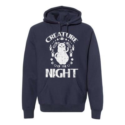 Creature Of The Night Halloween Costume Funny Cat Witch Premium Hoodie