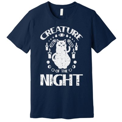 Creature Of The Night Halloween Costume Funny Cat Witch Premium T-Shirt