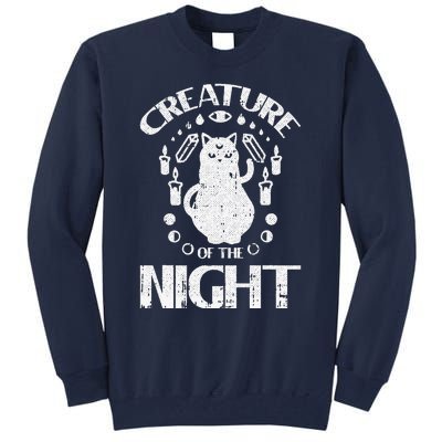 Creature Of The Night Halloween Costume Funny Cat Witch Tall Sweatshirt