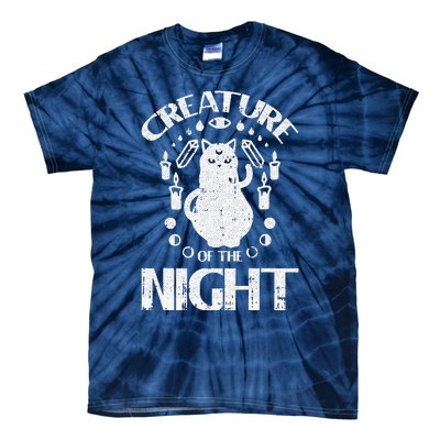 Creature Of The Night Halloween Costume Funny Cat Witch Tie-Dye T-Shirt