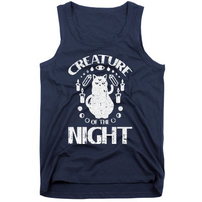 Creature Of The Night Halloween Costume Funny Cat Witch Tank Top