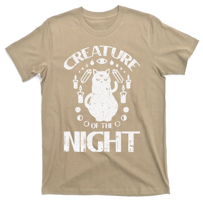 Creature Of The Night Halloween Costume Funny Cat Witch T-Shirt