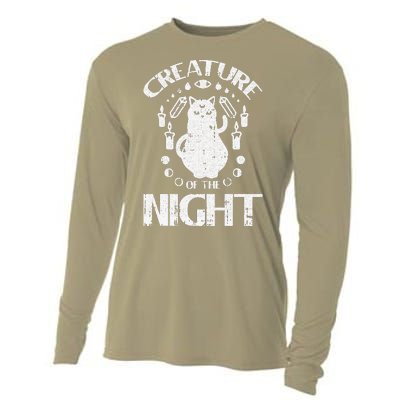 Creature Of The Night Halloween Costume Funny Cat Witch Cooling Performance Long Sleeve Crew