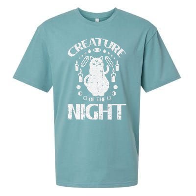 Creature Of The Night Halloween Costume Funny Cat Witch Sueded Cloud Jersey T-Shirt