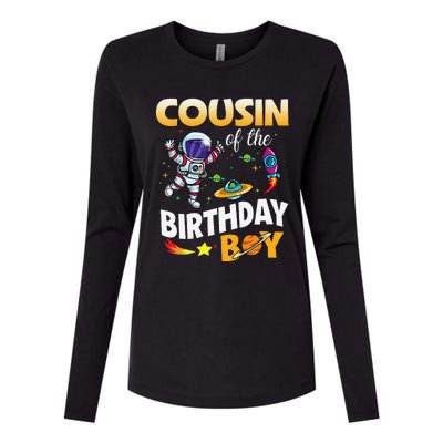 Cousin Of The Birthday Space Astronaut Birthday Family Womens Cotton Relaxed Long Sleeve T-Shirt