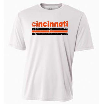 Cincinnati Ohio Three Stripe Vintage Weathered Cooling Performance Crew T-Shirt