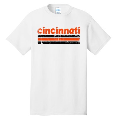 Cincinnati Ohio Three Stripe Vintage Weathered Tall T-Shirt