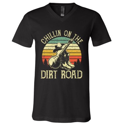 Chillin On The Dirt Road Western Life Rodeo Country Music V-Neck T-Shirt