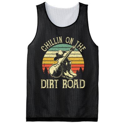 Chillin On The Dirt Road Western Life Rodeo Country Music Mesh Reversible Basketball Jersey Tank