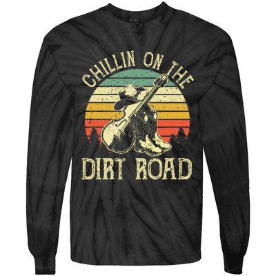 Chillin On The Dirt Road Western Life Rodeo Country Music Tie-Dye Long Sleeve Shirt