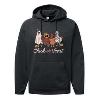 Chick Or Treat Halloween Witch Spooky Chicken Performance Fleece Hoodie