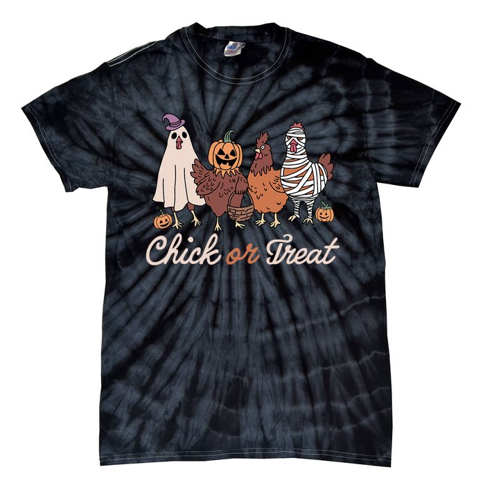 Chick Or Treat Halloween Witch Spooky Chicken Tie-Dye T-Shirt