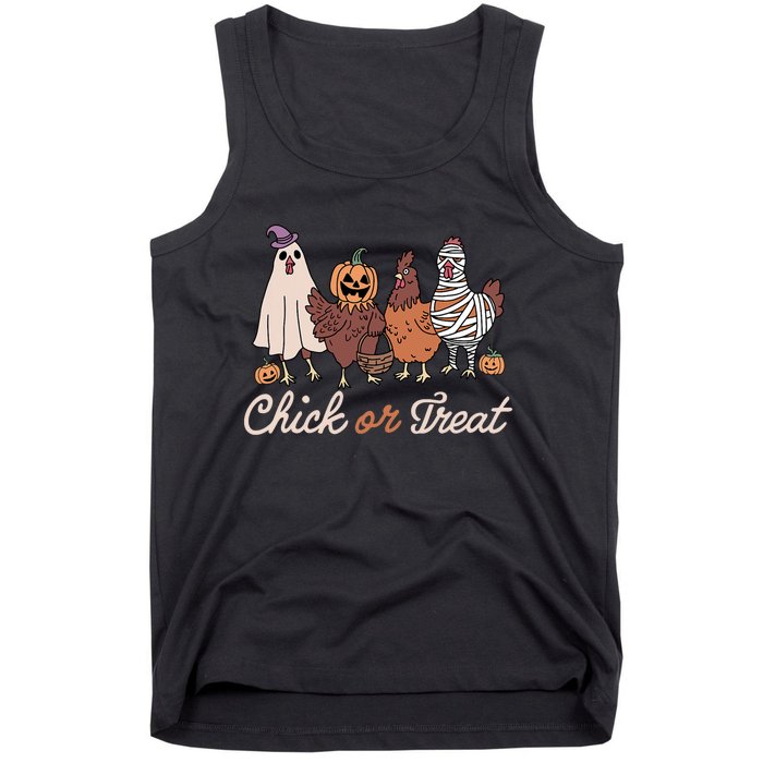 Chick Or Treat Halloween Witch Spooky Chicken Tank Top