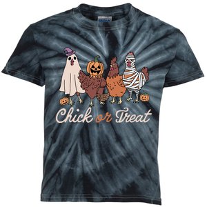 Chick Or Treat Halloween Witch Spooky Chicken Kids Tie-Dye T-Shirt