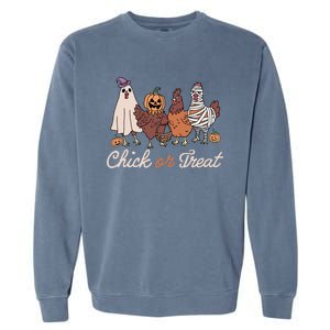 Chick Or Treat Halloween Witch Spooky Chicken Garment-Dyed Sweatshirt