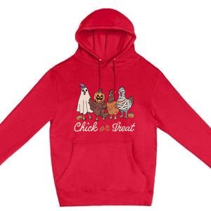 Chick Or Treat Halloween Witch Spooky Chicken Premium Pullover Hoodie