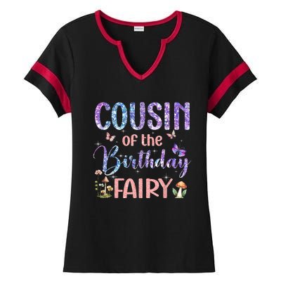 Cousin Of The Birthday Fairy Family Magical Bday Party Ladies Halftime Notch Neck Tee