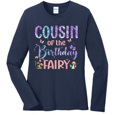 Cousin Of The Birthday Fairy Family Magical Bday Party Ladies Long Sleeve Shirt