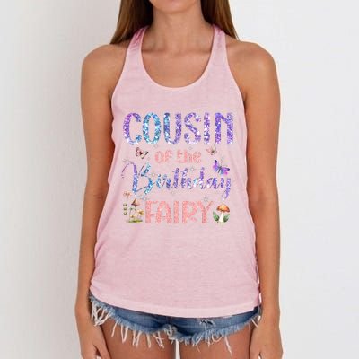 Cousin Of The Birthday Fairy Family Magical Bday Party Women's Knotted Racerback Tank