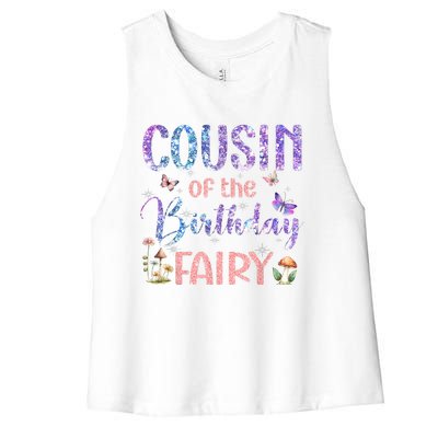 Cousin Of The Birthday Fairy Family Magical Bday Party Women's Racerback Cropped Tank