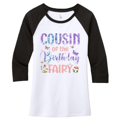 Cousin Of The Birthday Fairy Family Magical Bday Party Women's Tri-Blend 3/4-Sleeve Raglan Shirt