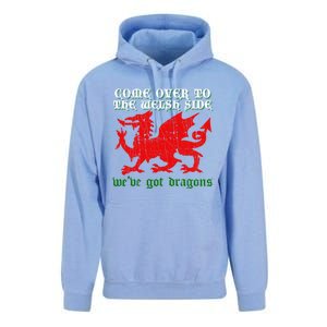 Come Over To The Welsh Side Red Dragon Flag Of Wales Rugby Cool Gift Unisex Surf Hoodie