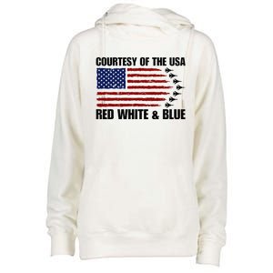 Courtesy Of The Usa Red White And Blue Womens Funnel Neck Pullover Hood