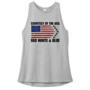 Courtesy Of The Usa Red White And Blue Ladies PosiCharge Tri-Blend Wicking Tank