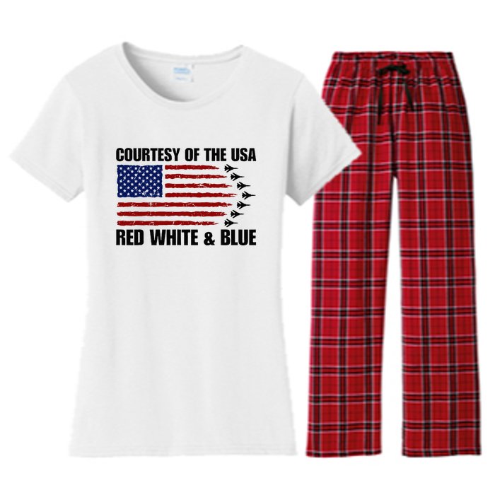 Courtesy Of The Usa Red White And Blue Women's Flannel Pajama Set