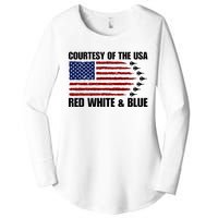 Courtesy Of The Usa Red White And Blue Women's Perfect Tri Tunic Long Sleeve Shirt