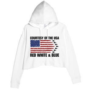 Courtesy Of The Usa Red White And Blue Crop Fleece Hoodie