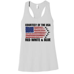 Courtesy Of The Usa Red White And Blue Women's Racerback Tank