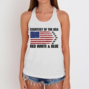 Courtesy Of The Usa Red White And Blue Women's Knotted Racerback Tank