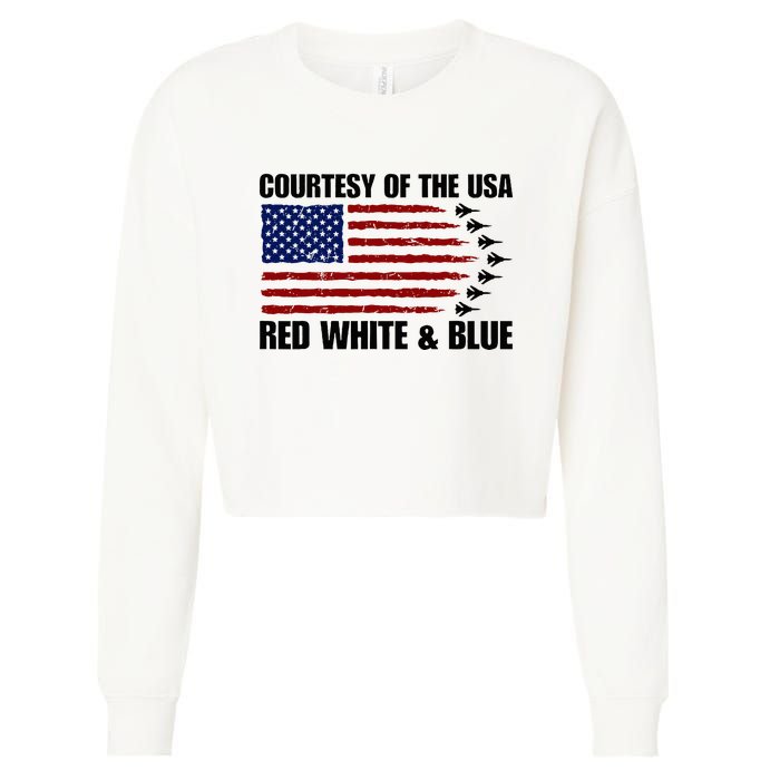 Courtesy Of The Usa Red White And Blue Cropped Pullover Crew