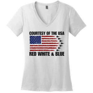 Courtesy Of The Usa Red White And Blue Women's V-Neck T-Shirt