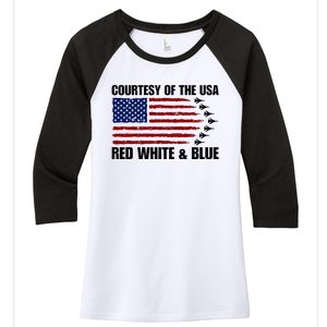 Courtesy Of The Usa Red White And Blue Women's Tri-Blend 3/4-Sleeve Raglan Shirt