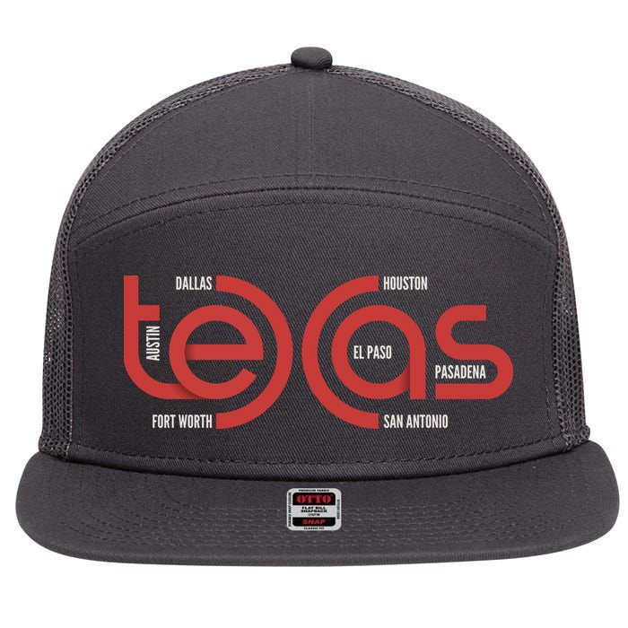 Cities Of Texas Logo 7 Panel Mesh Trucker Snapback Hat