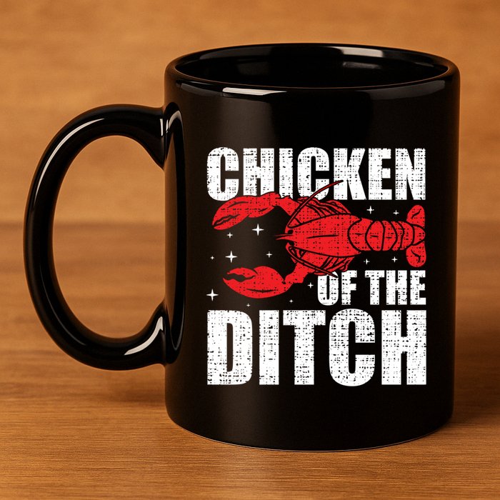 Chicken Of The Ditch Crawfish Season Mud Bug Lovers Funny Gift 11oz C Handle Ceramic Mug