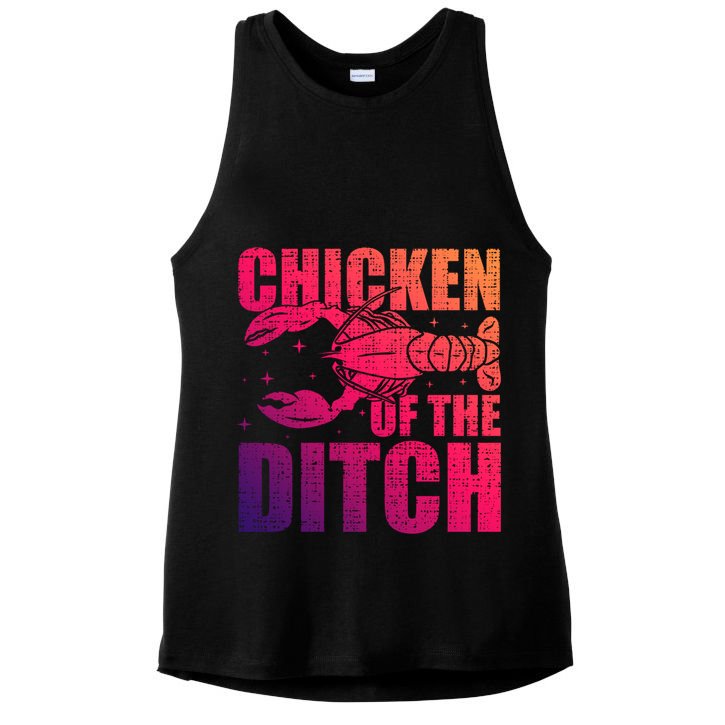 Chicken Of The Ditch Crawfish Season Mud Bug Lovers Gift Ladies PosiCharge Tri-Blend Wicking Tank